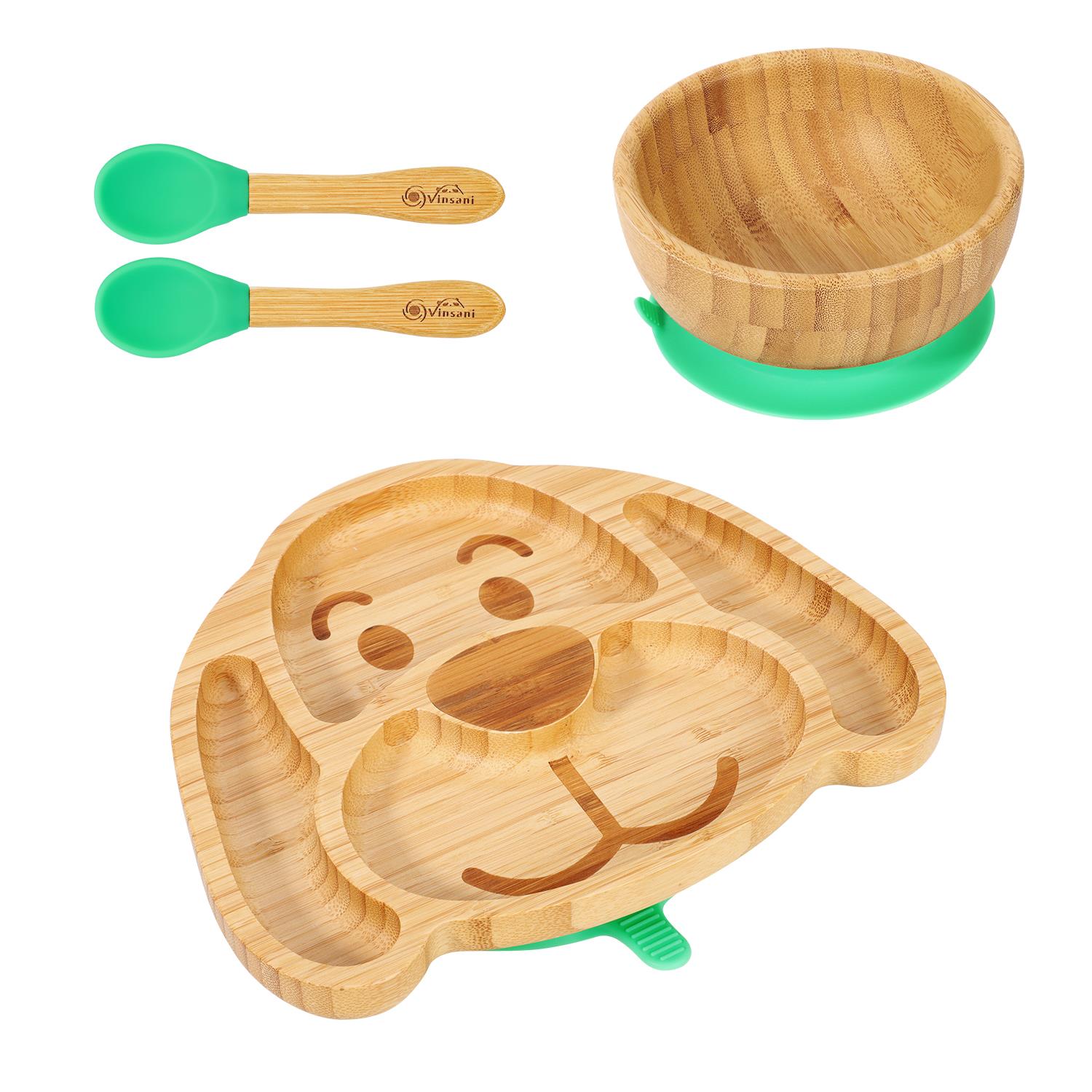 Vinsani Bamboo Dog Plate Bowl & Spoon Set Suction Bowl Stay-Put Design - Picture 21 of 73