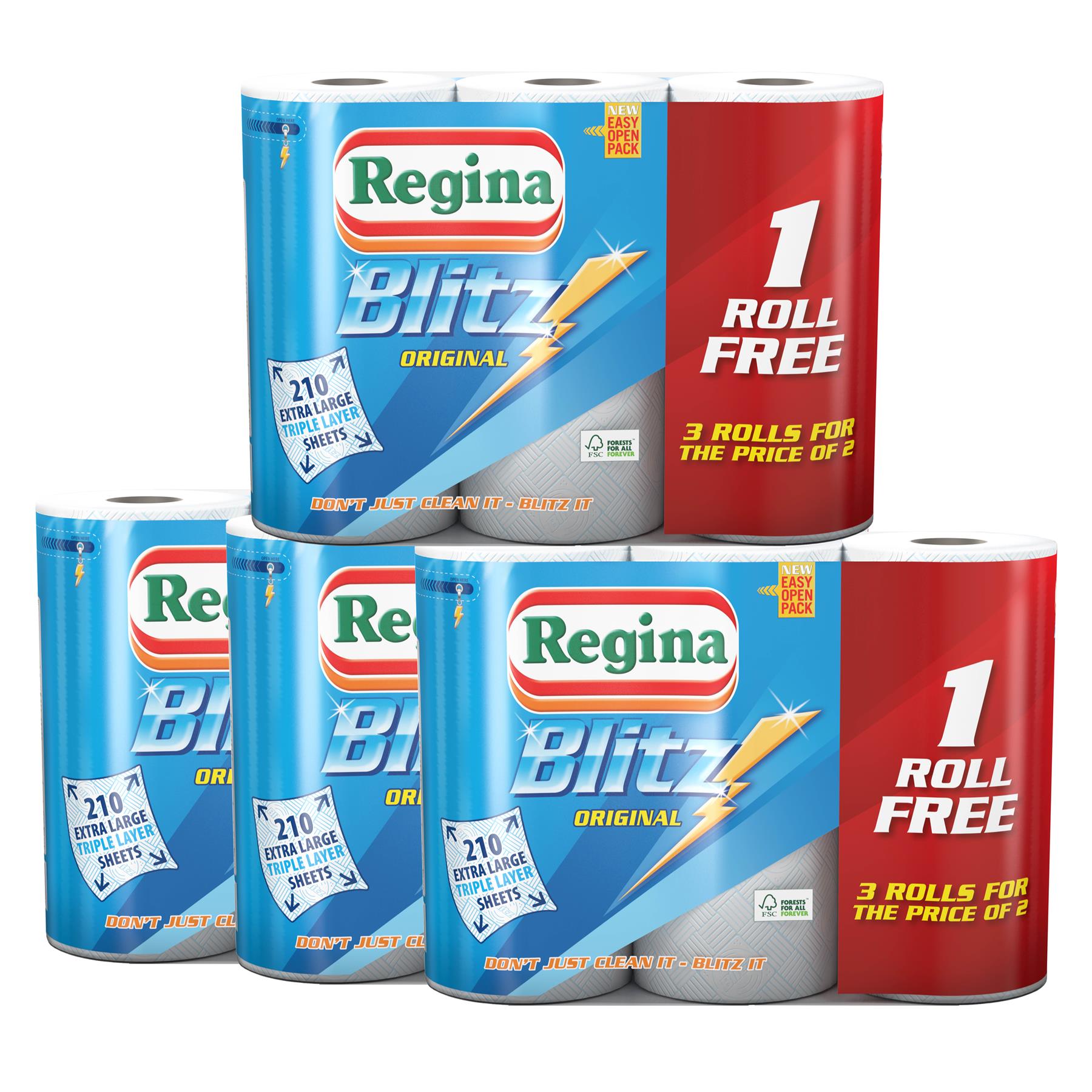 12 Rolls Of Regina Blitz Kitchen Roll Paper Towels Supplies Wholesale