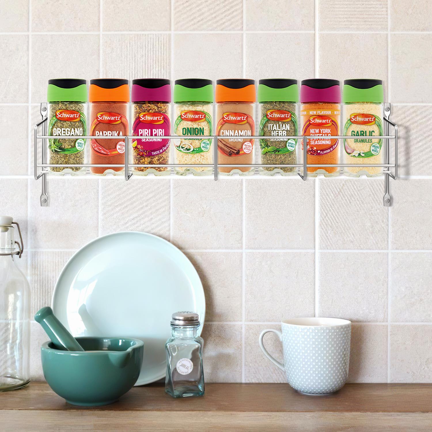Vinsani 1-6 Tier Spice Herb Jar Rack Holder Kitchen Cupboard Wall Storage Unit - Picture 43 of 63
