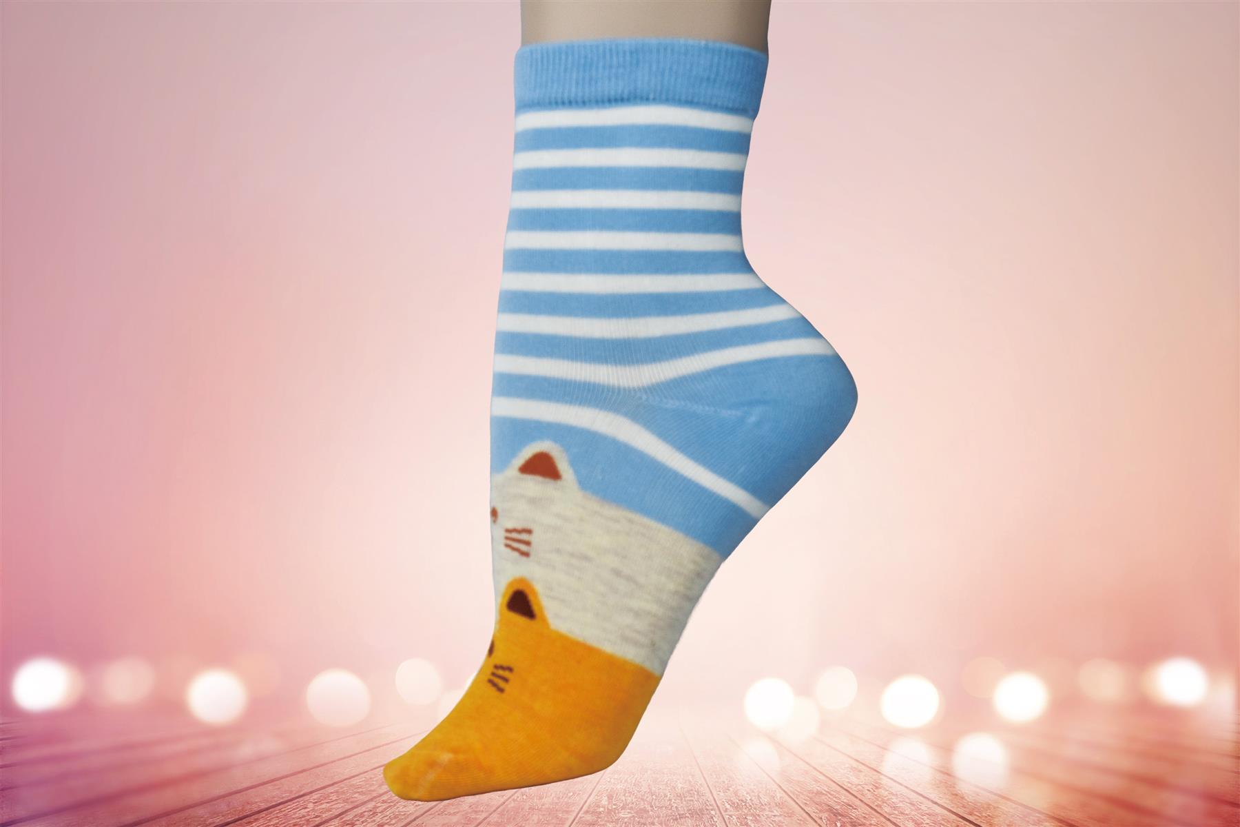 Vinsani® Cat Dog Owl Pet Animal Cute Print Socks 5 Pairs Pack - OneSize Fits all - Picture 51 of 63