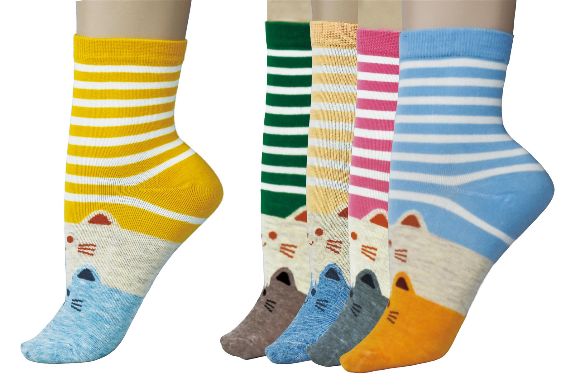 Vinsani® Cat Dog Owl Pet Animal Cute Print Socks 5 Pairs Pack - OneSize Fits all - Picture 49 of 63