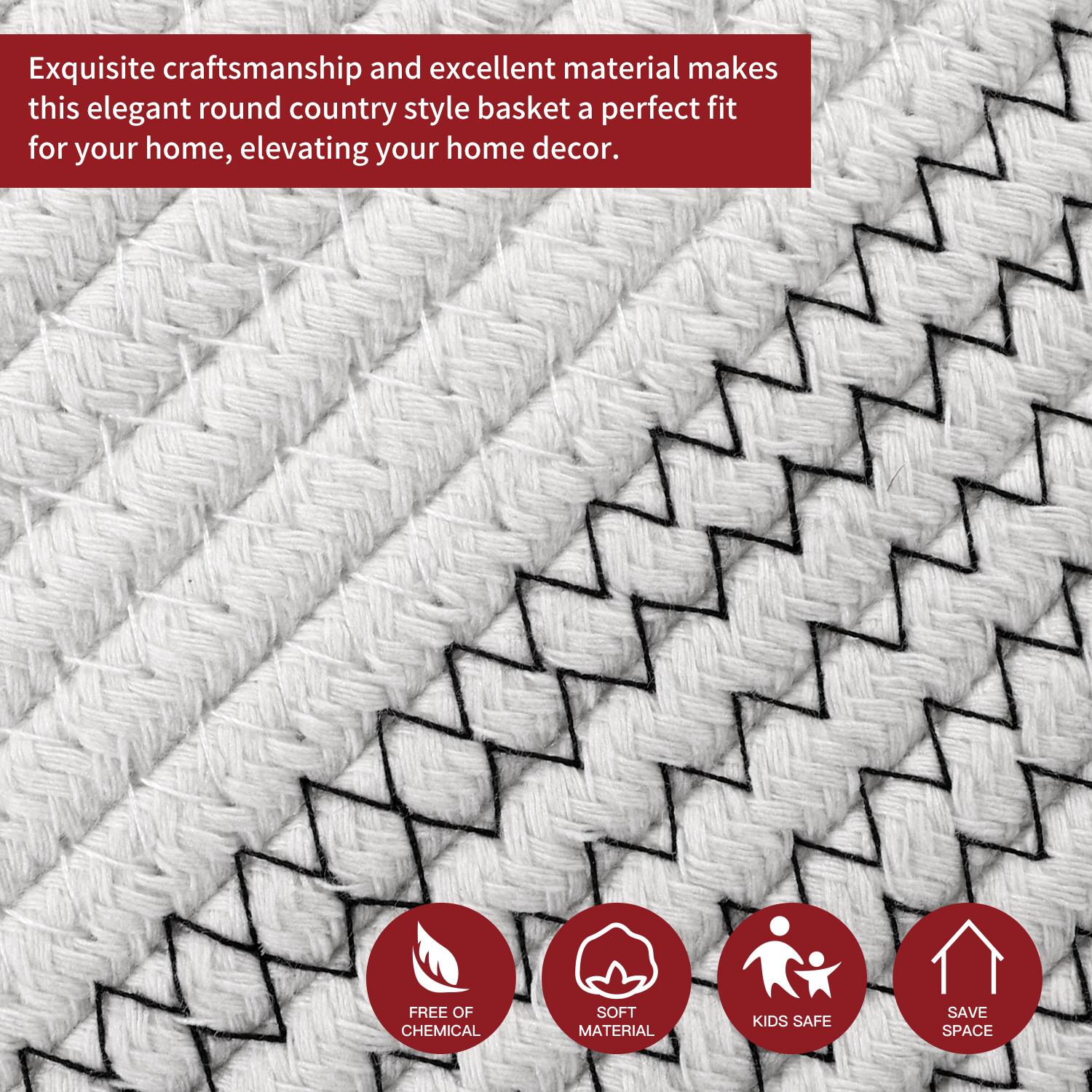 Vinsani Laundry Basket Natural Cotton Hand-Woven Rope Hamper Minimalist Storage - Picture 53 of 68