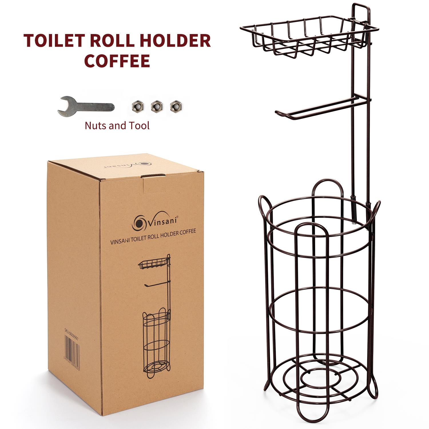 Vinsani Free Standing Toilet Paper Tissue Paper Roll Holder - Picture 29 of 39