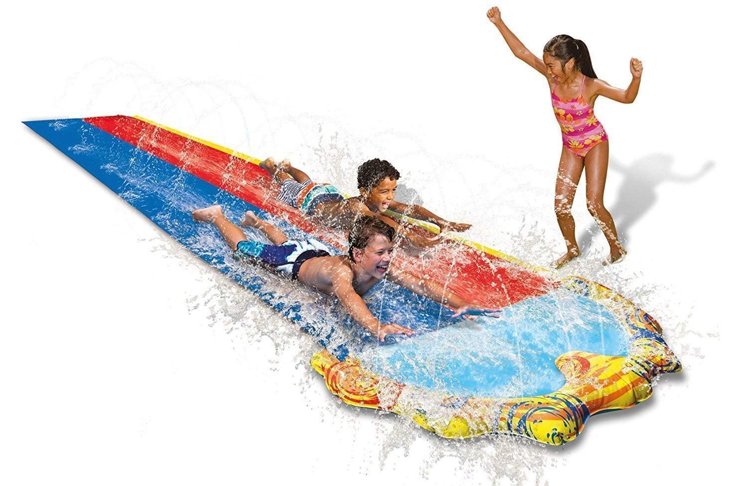 Banzai 16ft Splash Sprint Racing Water Double Slider Water Slide 191124423230 eBay