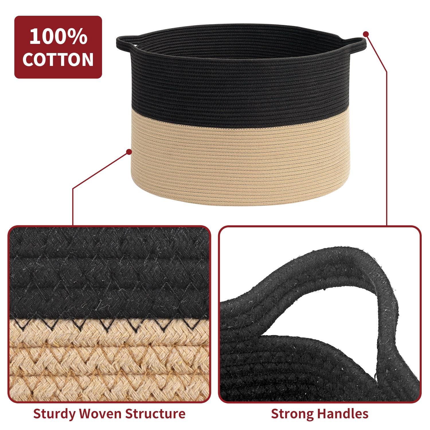 Vinsani Laundry Basket Natural Cotton Hand-Woven Rope Hamper Minimalist Storage - Picture 9 of 68