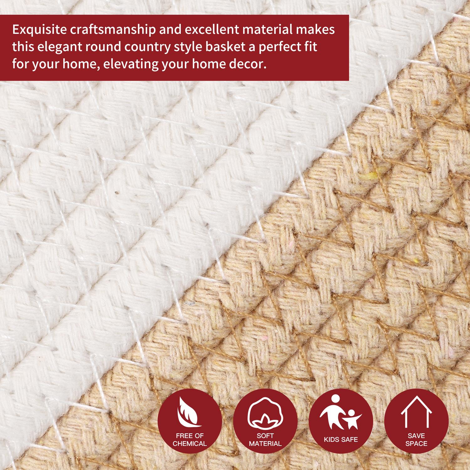Vinsani Laundry Basket Natural Cotton Hand-Woven Rope Hamper Minimalist Storage - Picture 30 of 68
