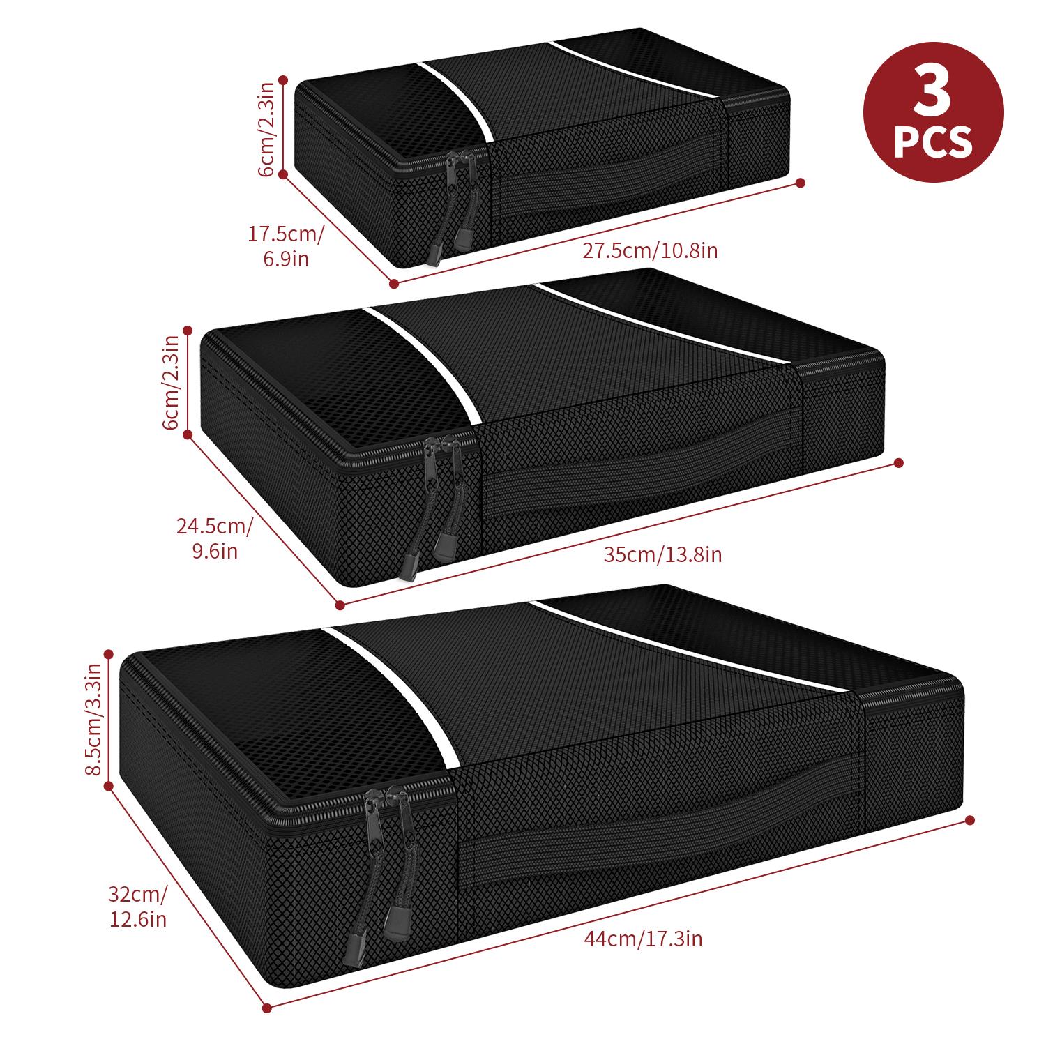 Vinsani 3 Piece Packing Cubes Set Suitcase Travel Organiser Essentials - Picture 4 of 60