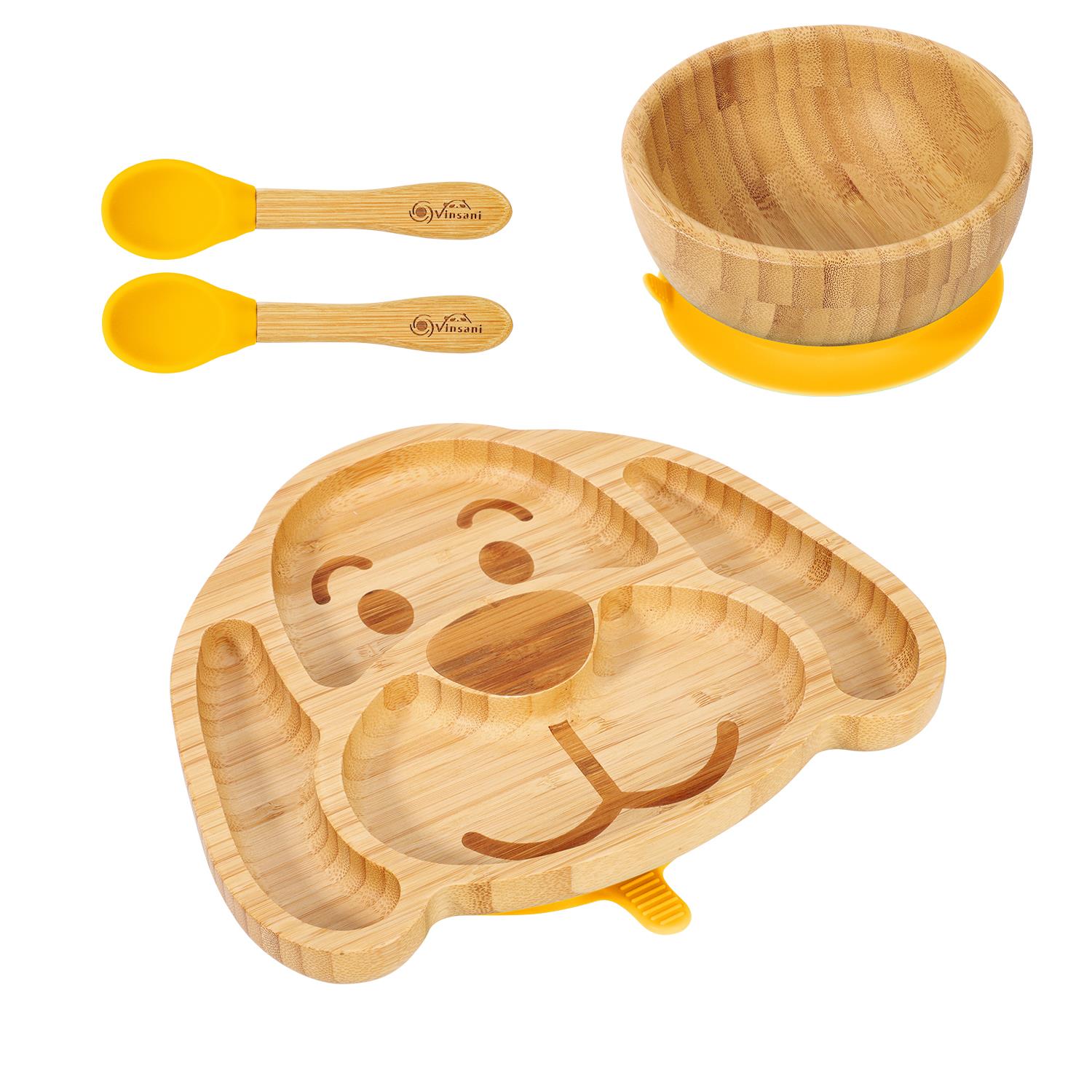 Vinsani Bamboo Dog Plate Bowl & Spoon Set Suction Bowl Stay-Put Design - Picture 69 of 73