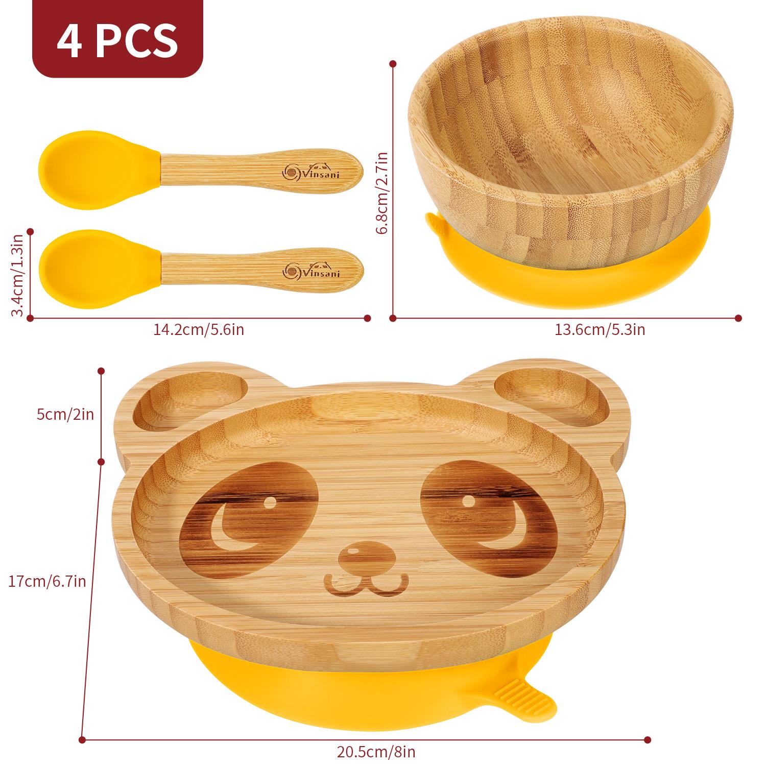 Vinsani Bamboo Panda Plate Bowl & Spoon Set Suction Bowl Stay-Put Design - Picture 67 of 73
