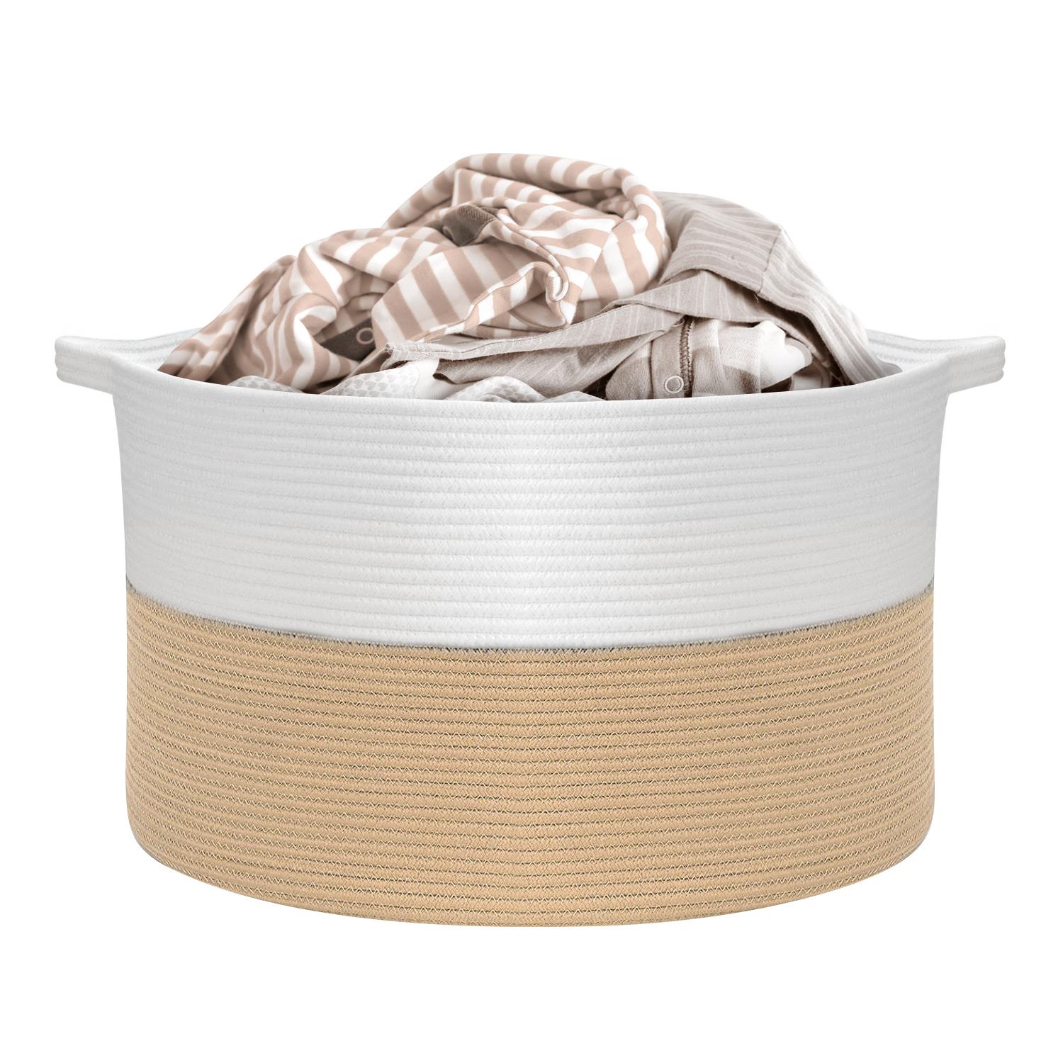 Vinsani Laundry Basket Natural Cotton Hand-Woven Rope Hamper Minimalist Storage - Picture 35 of 68