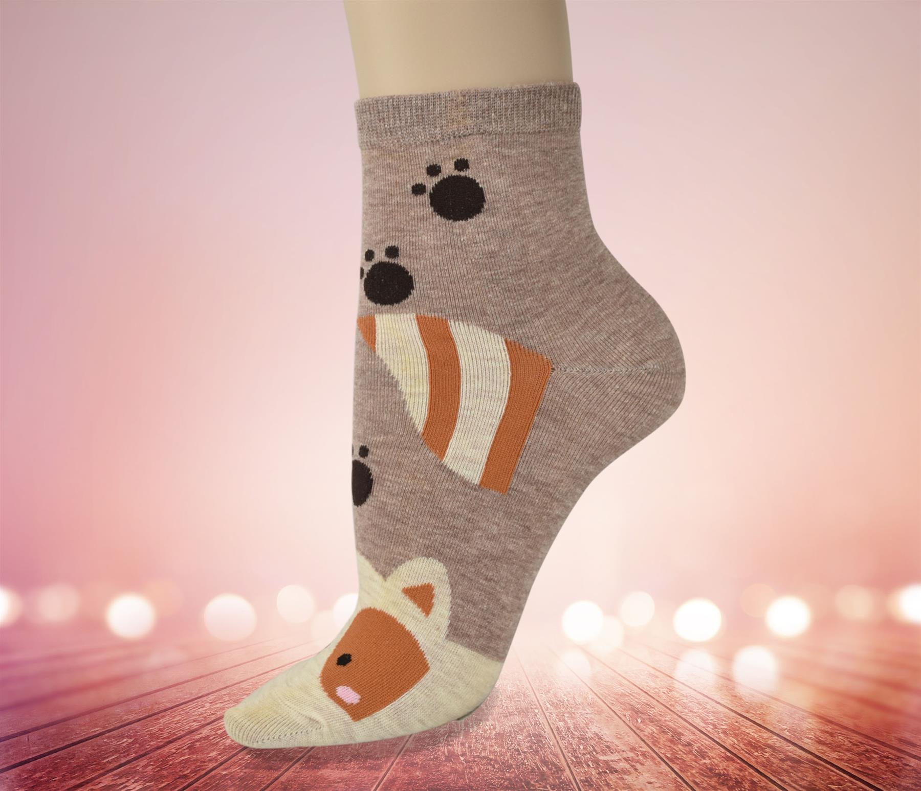 Vinsani® Cat Dog Owl Pet Animal Cute Print Socks 5 Pairs Pack - OneSize Fits all - Picture 20 of 63