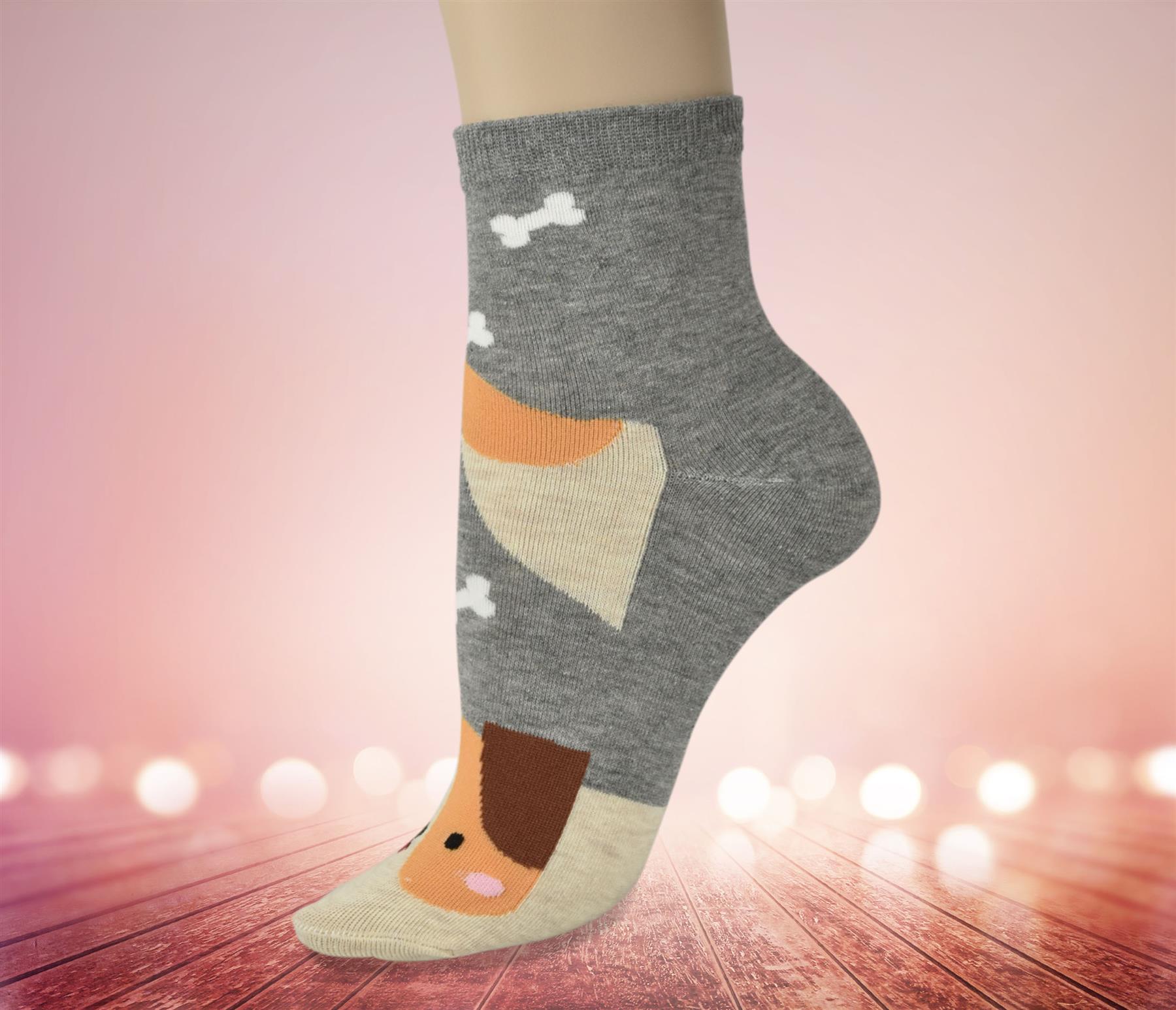 Vinsani® Cat Dog Owl Pet Animal Cute Print Socks 5 Pairs Pack - OneSize Fits all - Picture 19 of 63