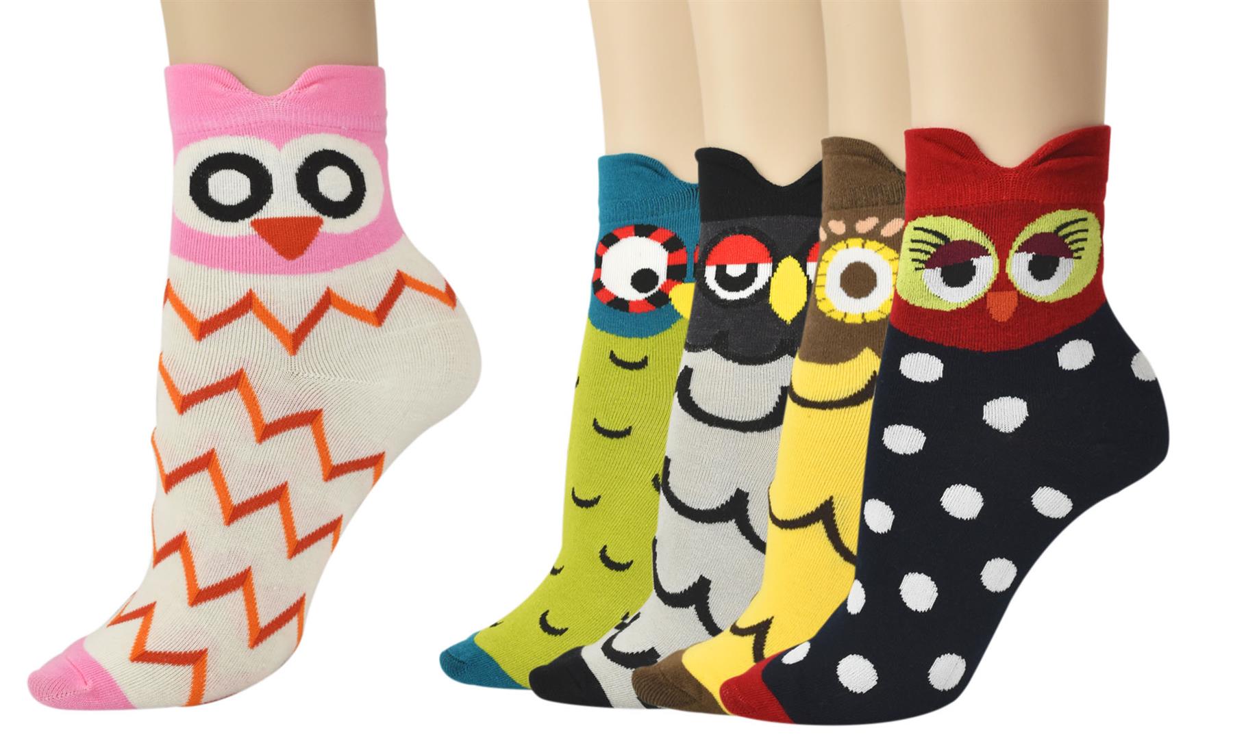 Vinsani® Cat Dog Owl Pet Animal Cute Print Socks 5 Pairs Pack - OneSize Fits all - Picture 42 of 63