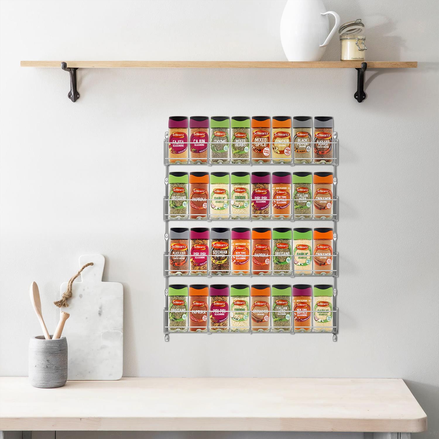 Vinsani 1-6 Tier Spice Herb Jar Rack Holder Kitchen Cupboard Wall Storage Unit - Picture 13 of 63