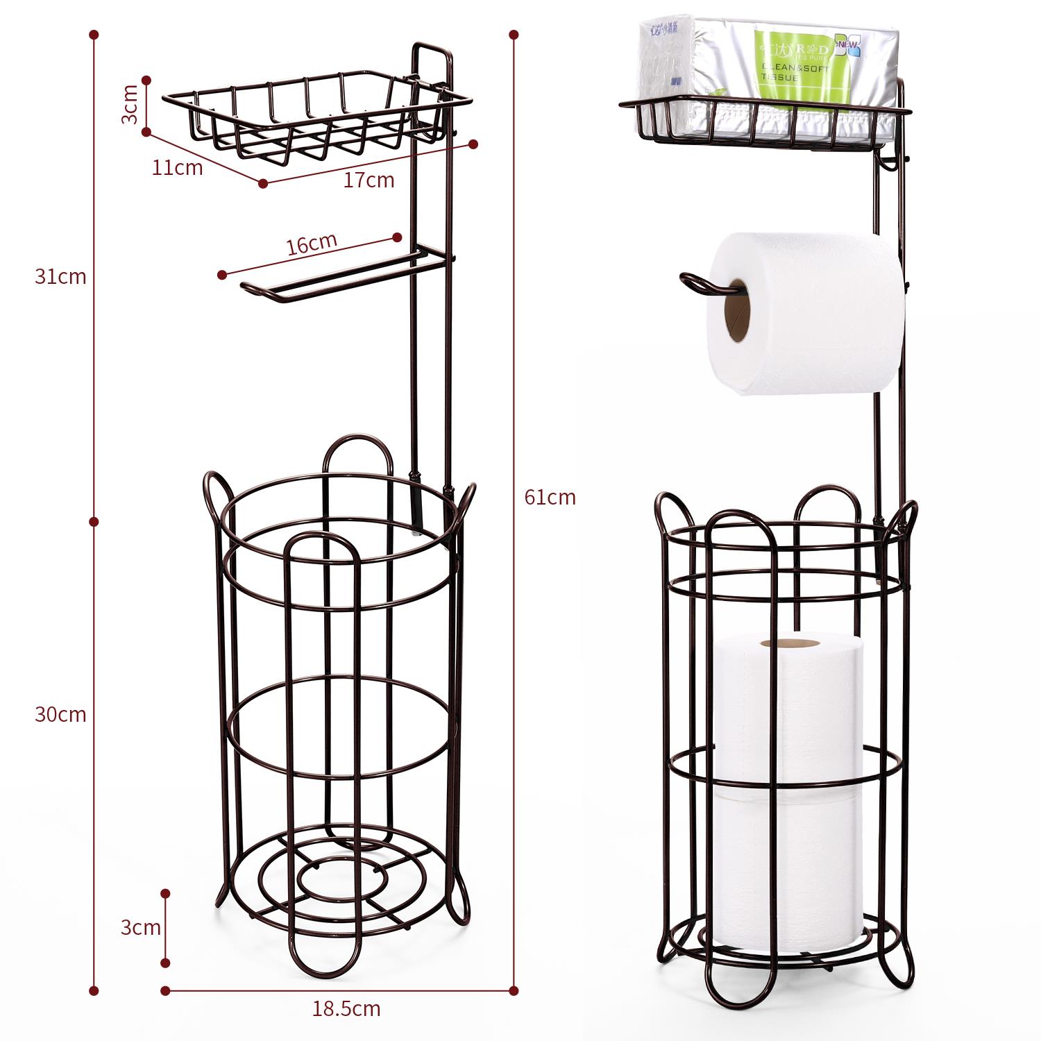 Vinsani Free Standing Toilet Paper Tissue Paper Roll Holder - Picture 24 of 39