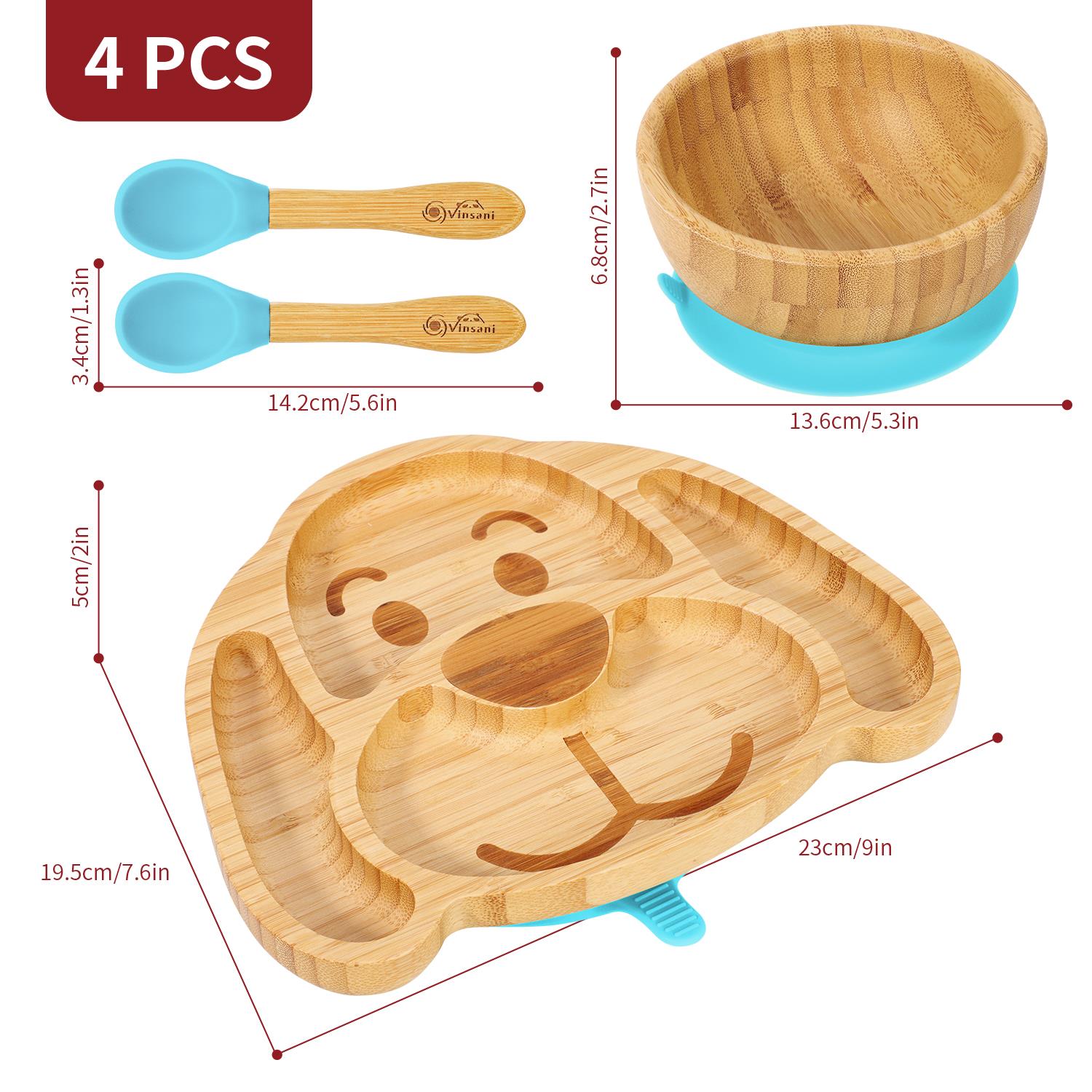 Vinsani Bamboo Dog Plate Bowl & Spoon Set Suction Bowl Stay-Put Design - Picture 7 of 73