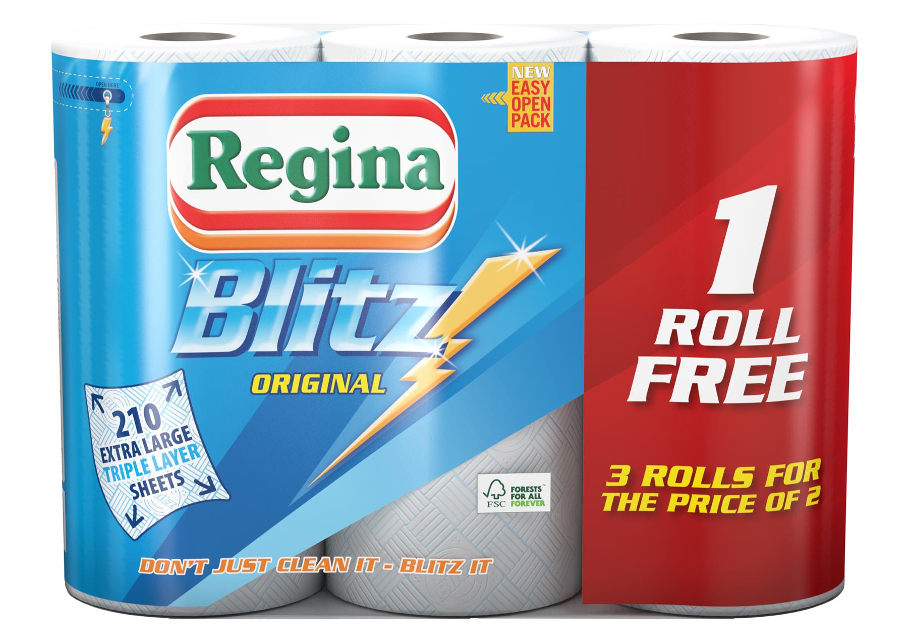 12 Rolls Of Regina Blitz Kitchen Roll Paper Towels Supplies Wholesale