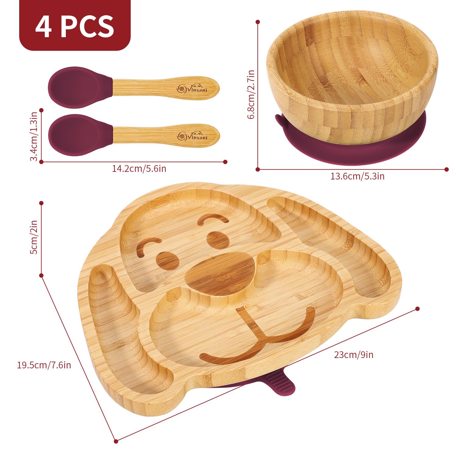 Vinsani Bamboo Dog Plate Bowl & Spoon Set Suction Bowl Stay-Put Design - Picture 55 of 73