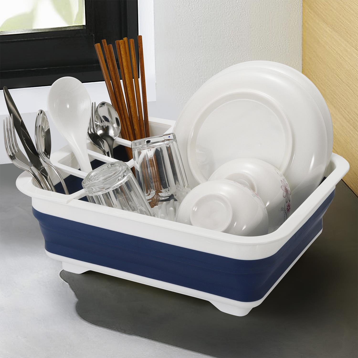 Vinsani Collapsible Folding Dish Drainer Cutlery Plate Holder Drying