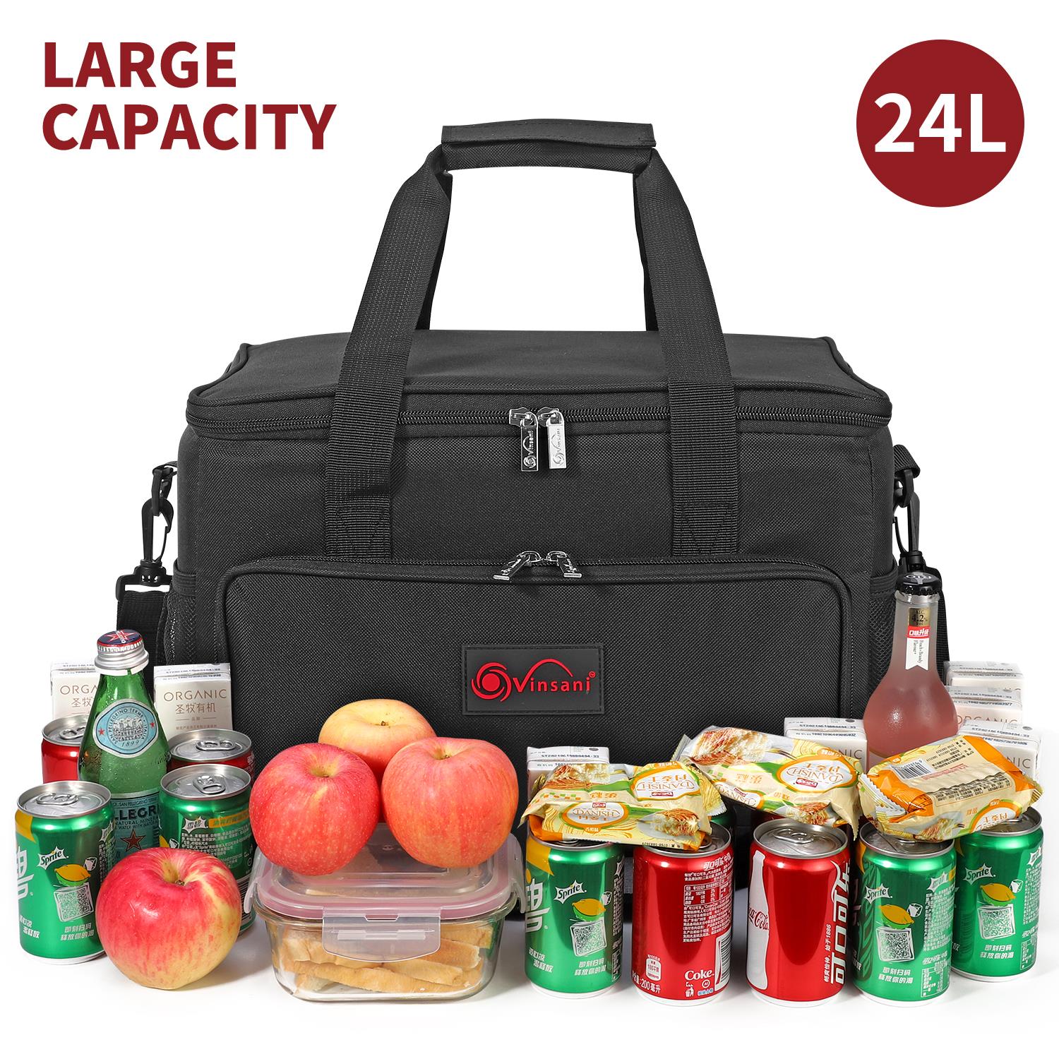 Vinsani 15L / 24L Black Cooler Bag Insulated Picnic Storage Bag Picnic Camping - Produktbild 7