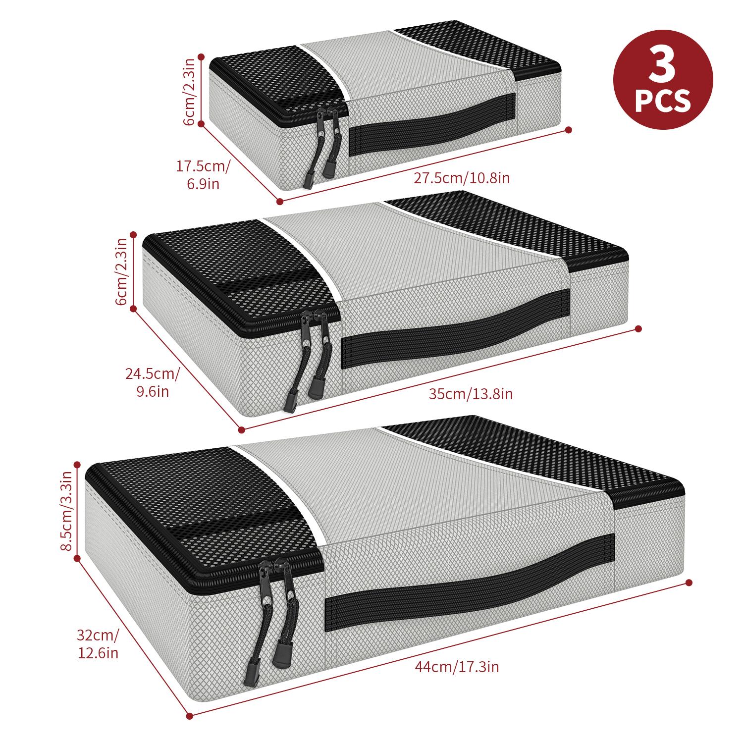Vinsani 3 Piece Packing Cubes Set Suitcase Travel Organiser Essentials - Picture 38 of 60