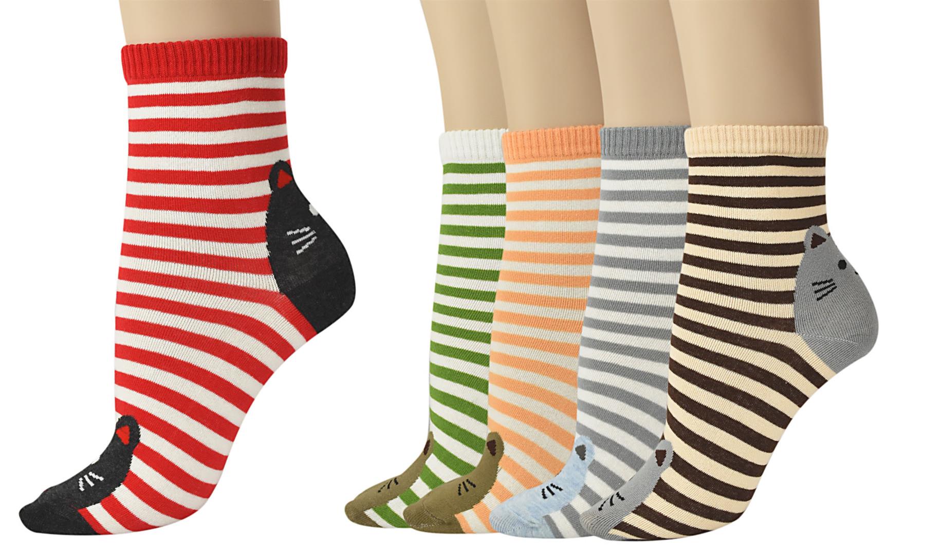 Vinsani® Cat Dog Owl Pet Animal Cute Print Socks 5 Pairs Pack - OneSize Fits all - Picture 35 of 63