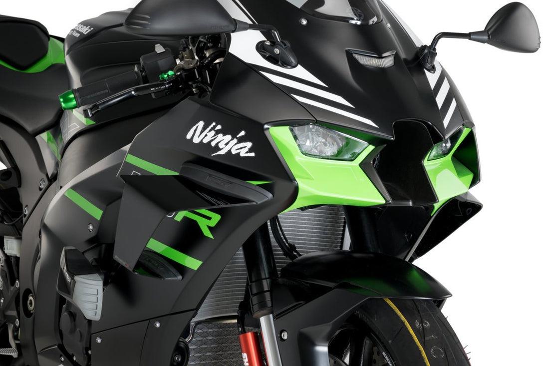 テレジア Puig Side Downforce Spoilers Race Wings Black Kawasaki ZX10