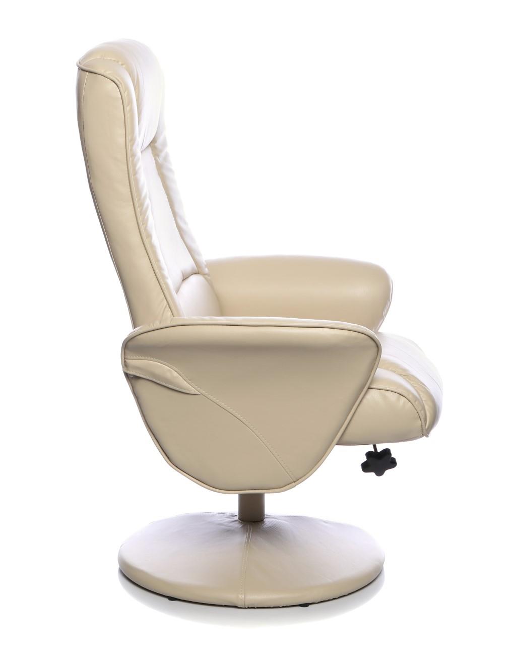The Naples Cream Memory Foam Swivel Recliner Chair in Faux Leather, Footstool 5056213122843 eBay