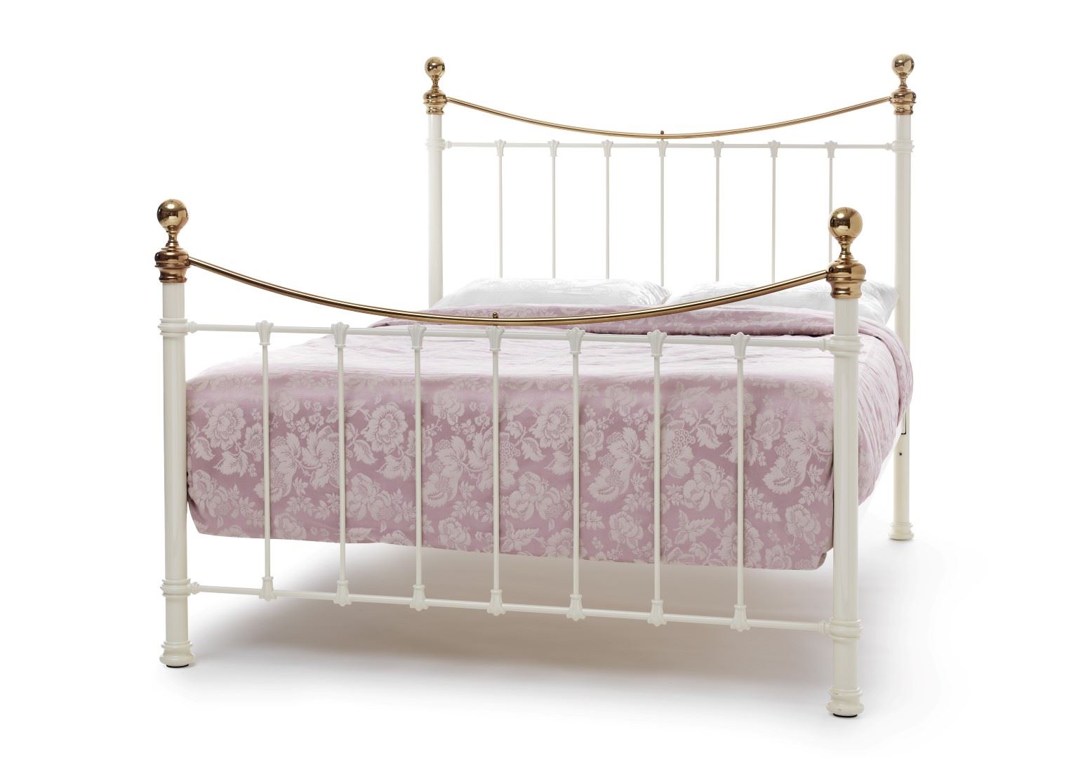 Grace Victorian Design 6Ft Super King Metal Bed Sprung Slats Ivory