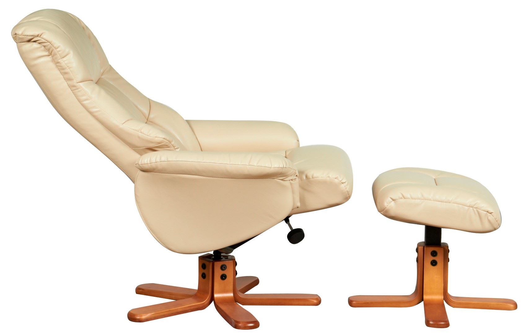 Shanghai Bonded Leather/Match Swivel Recliner Chair & Footstool In