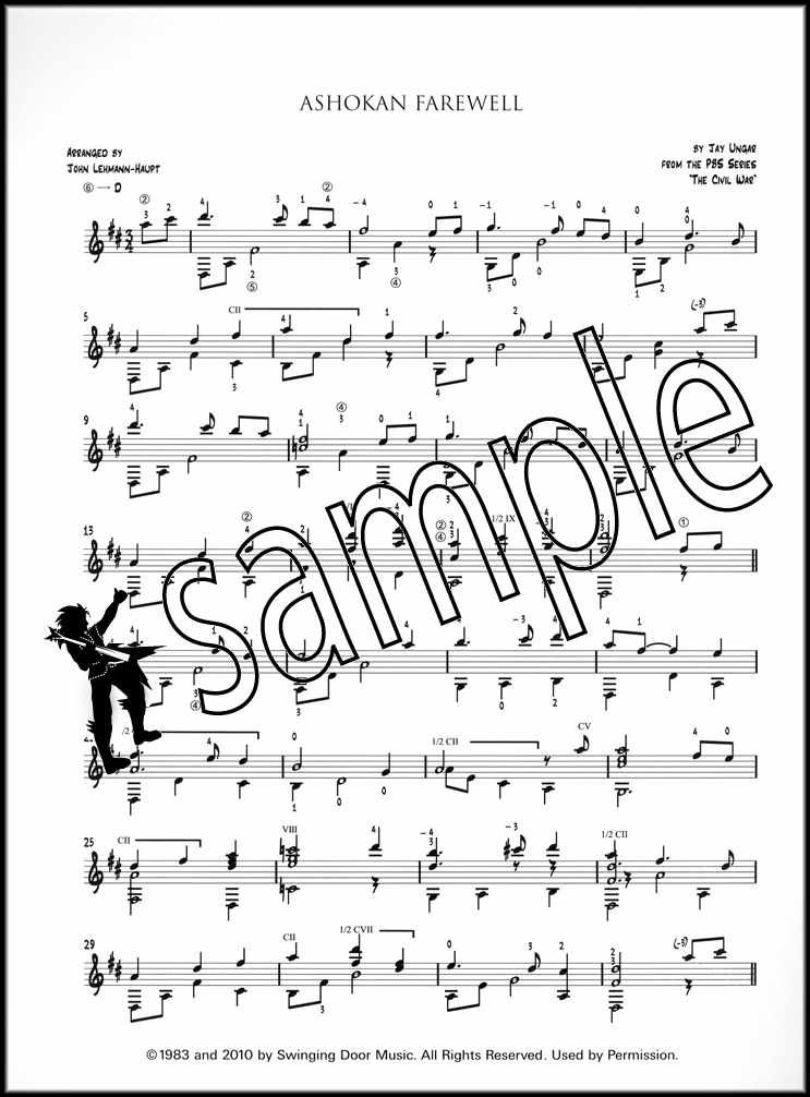 Ashokan Farewell Guitar Arrangement The Civil War Sheet Music SAME DAY