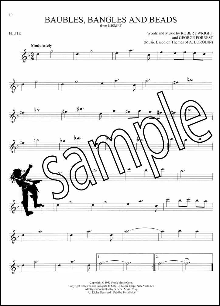 101 Broadway Songs for Flute Sheet Music Book Les Miserables Sound of