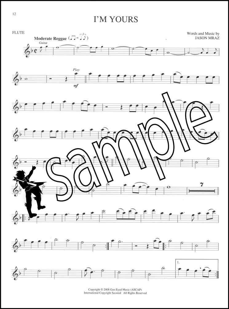 Popular Hits Instrumental PlayAlong Flute Pop Sheet Music Book with Audio