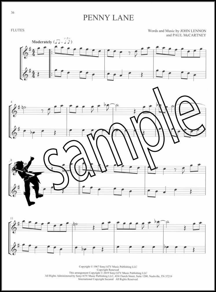 The Beatles for Two Flutes Sheet Music Book Duet Let It Be SAME DAY