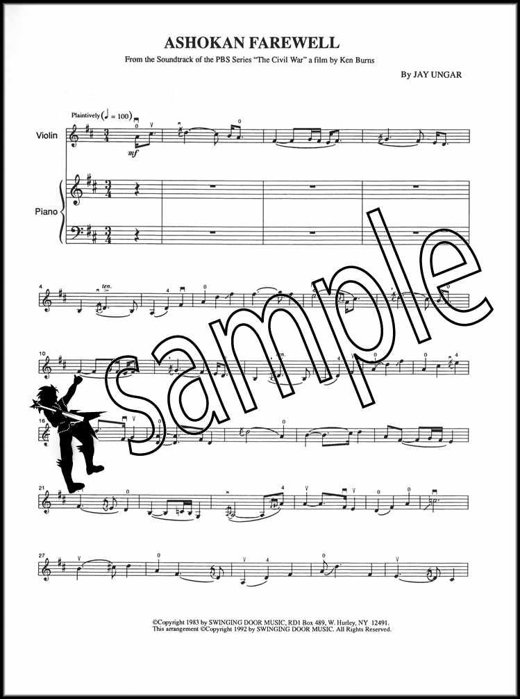 Ashokan Farewell for Violin & Piano Sheet Music The Civil War SAME DAY