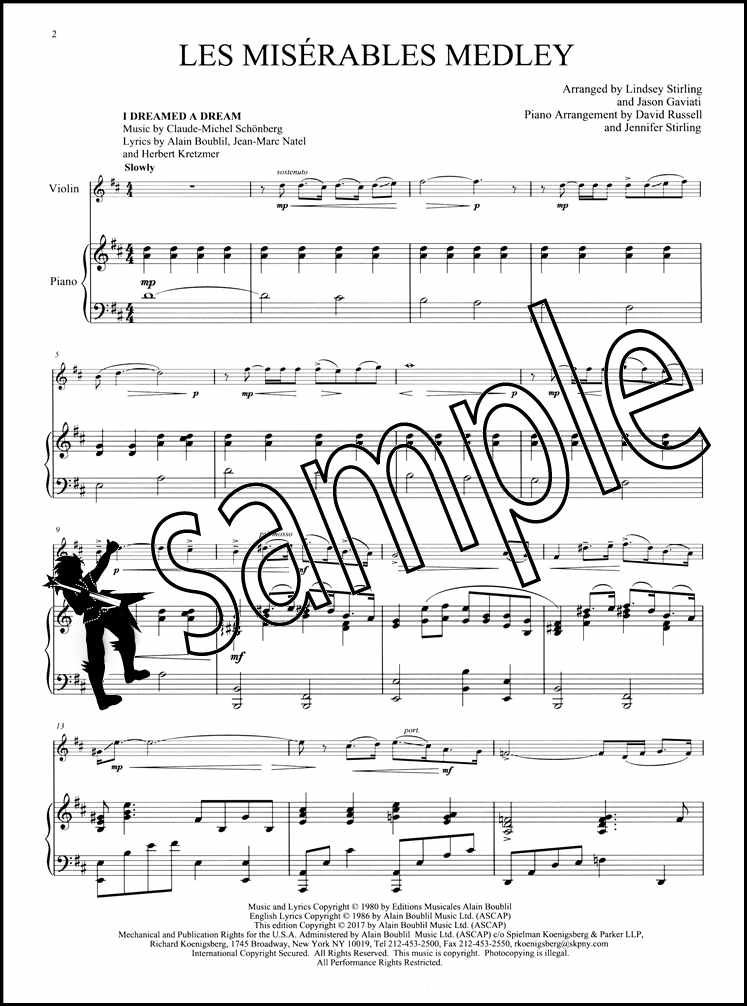 details about les miserables medley for violin and piano sheet music lindsey stirling musical les miserables musci