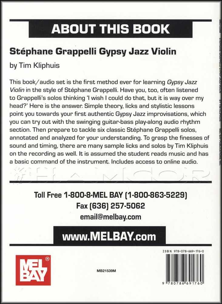 Stephane Grappelli Gypsy Jazz Violin Sheet Music Book with Audio Learn