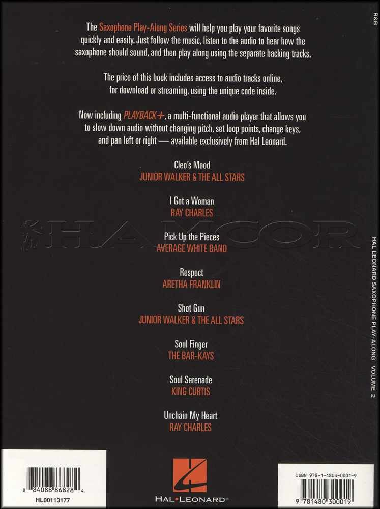 R&B Saxophone PlayAlong Alto Sax Music Book/Audio Backing Tracks