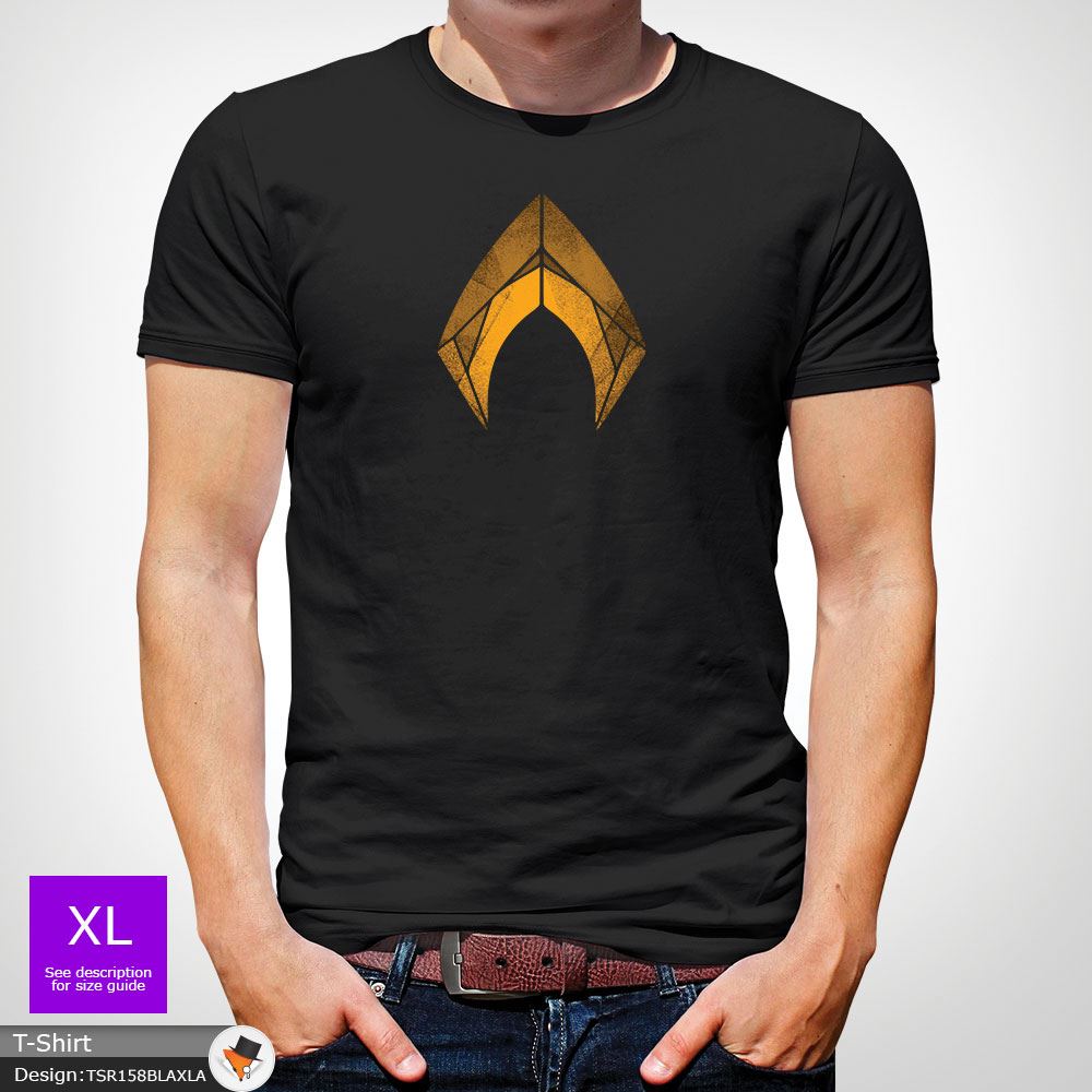 Dc Comics Justice League Aquaman Symbol Black T Shirt Brand New White Ebay