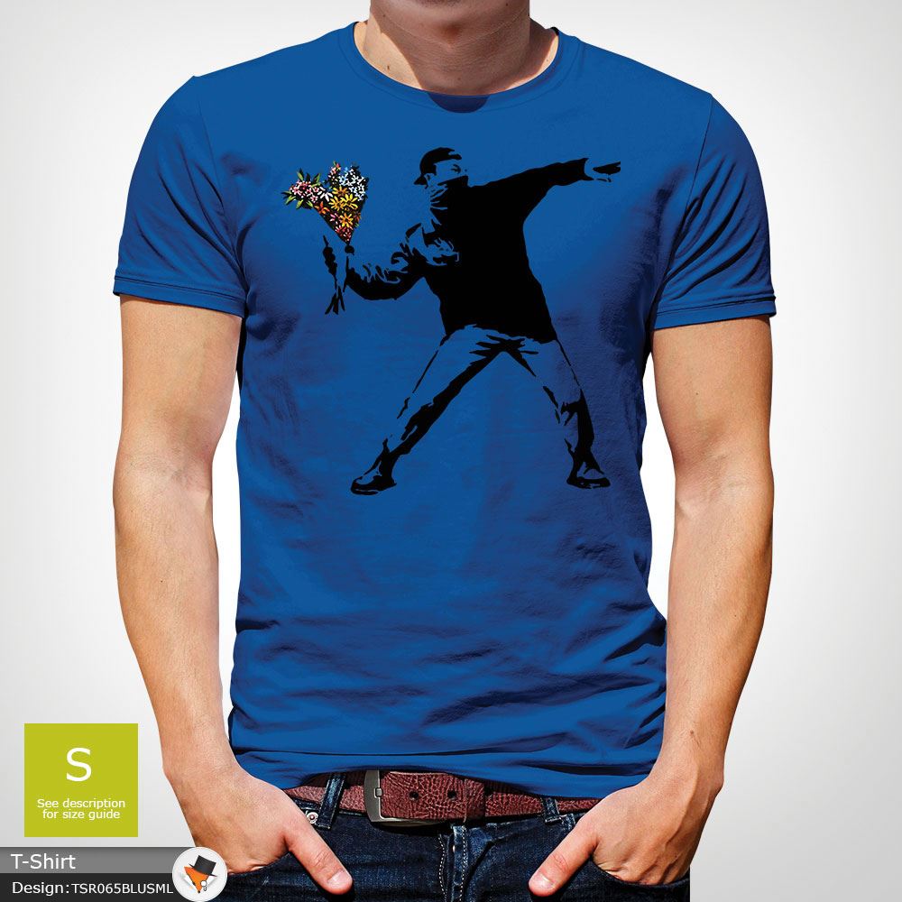 BANKSY FLOWER THROWER STREET ART Tshirt Unisex T Shirt Christmas Black