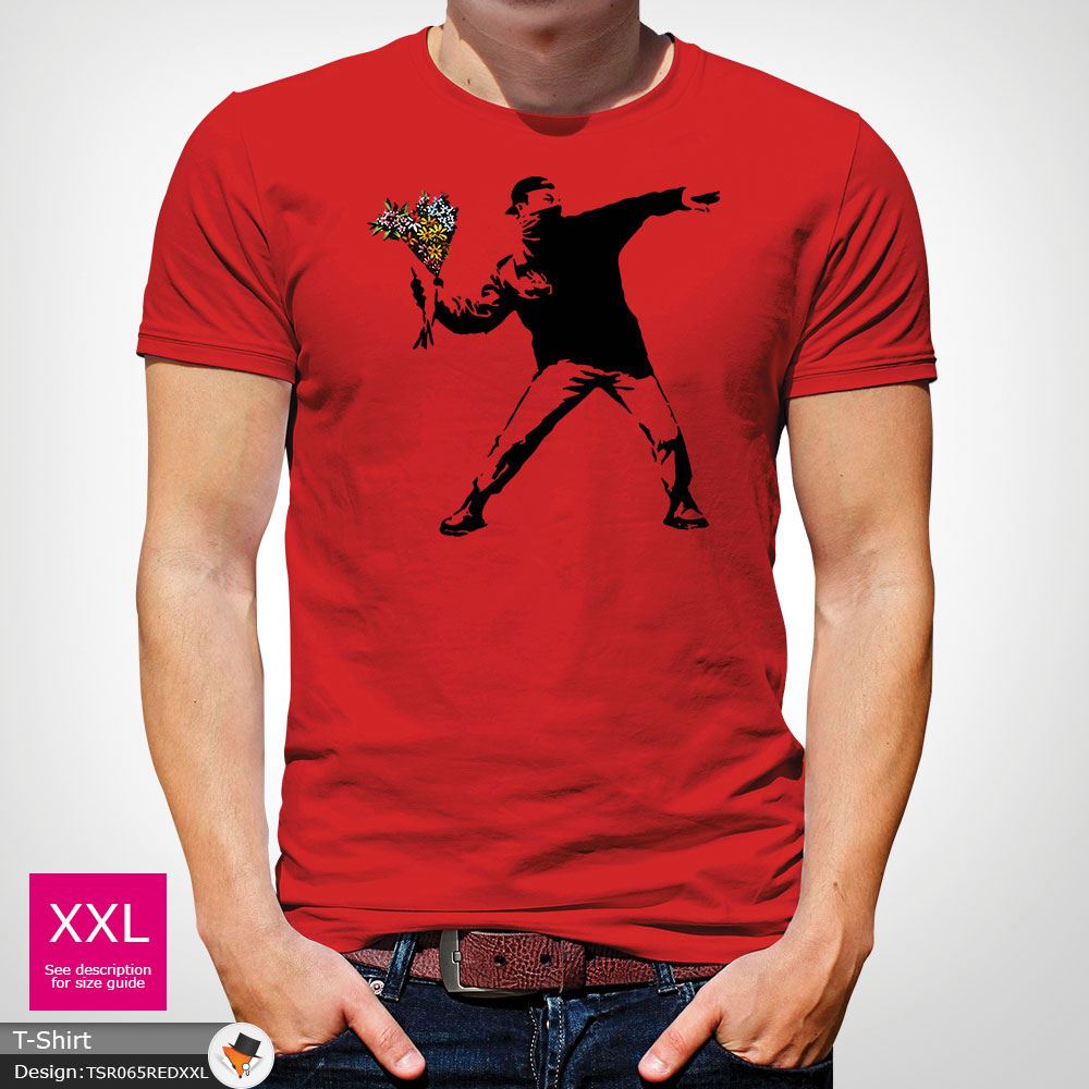 BANKSY FLOWER THROWER STREET ART Tshirt Unisex T Shirt Christmas Black