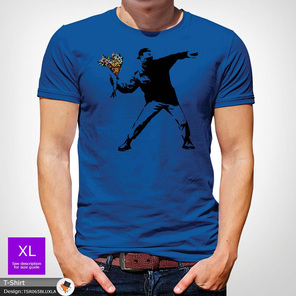 BANKSY FLOWER THROWER STREET ART Tshirt Unisex T Shirt Christmas Black