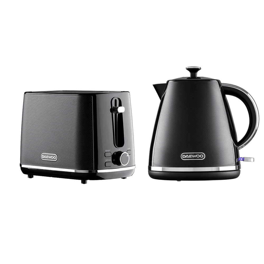 Daewoo Pyramid Black Kettle Toaster Collection