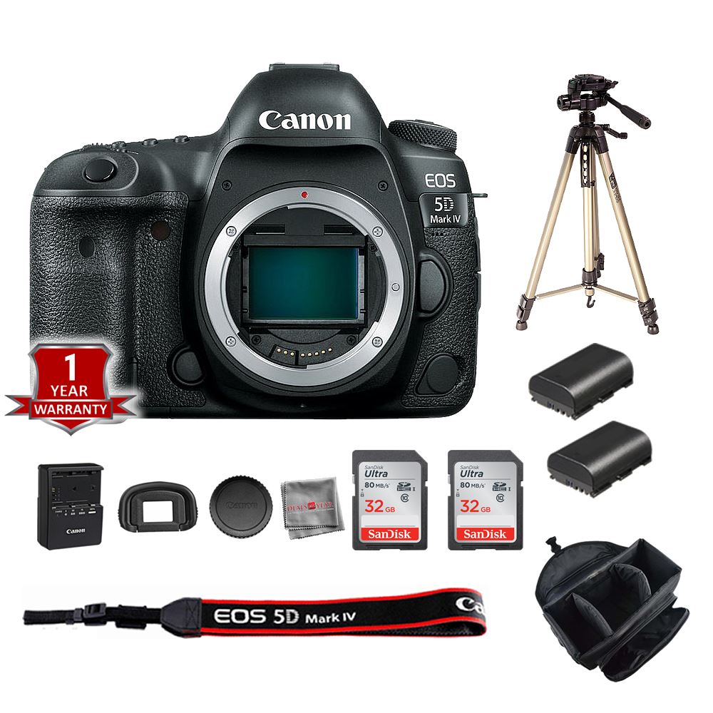 Canon EOS 5D Mark IV DSLR Camera Body Tripod Bag 2x 32GB SD Card