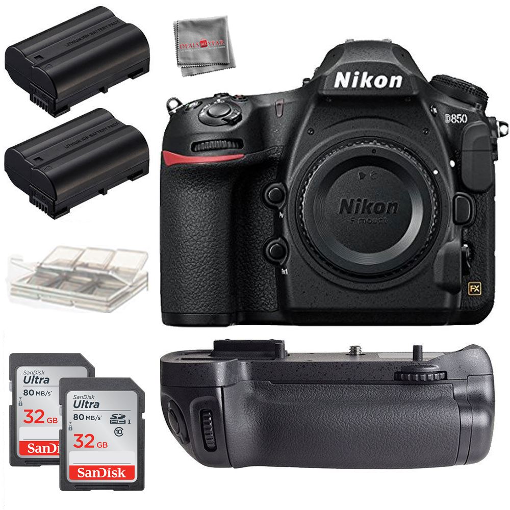 Nikon D850 45.7MP DSLR Camera Body + Battery Grip + 32gb Accessory