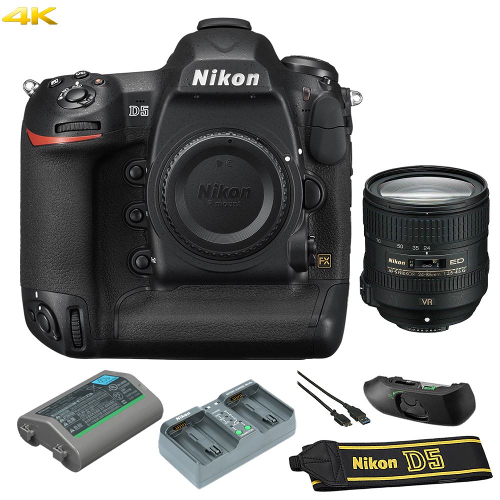 Nikon D5 DSLR Camera Body (Dual XQD Slots, Black) w/ 2485mm f/3.54.5G