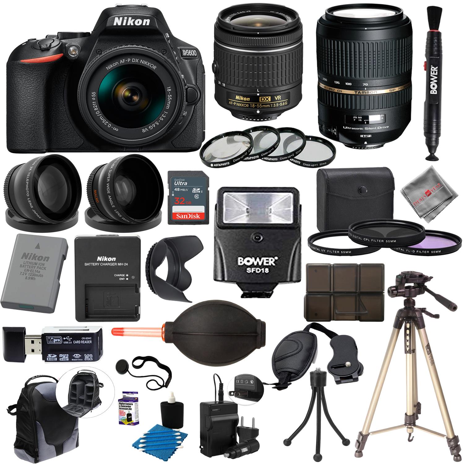 Nikon D5600 Digital Camera + 1855mm VR + 70300mm + 30 Piece Accessory