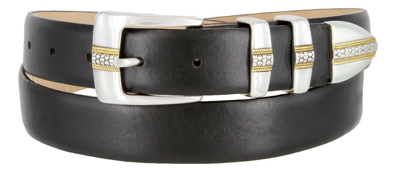 Milan Men's Belt Genuine Full-Grain Cowhide Leather Designer Dress Belt 1-1/8" - Picture 13 of 15