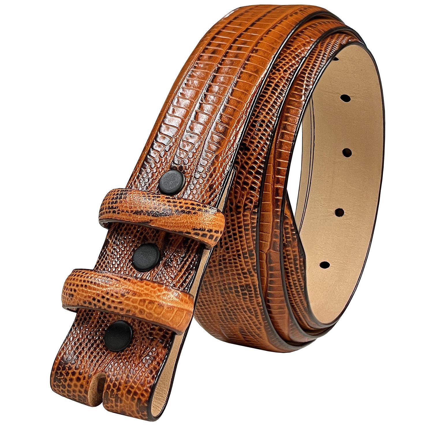 Genuine Full-Grain Cowhide Leather Dress Belt Strap with Snaps 1-1/8"(30mm) Wide - Picture 19 of 23