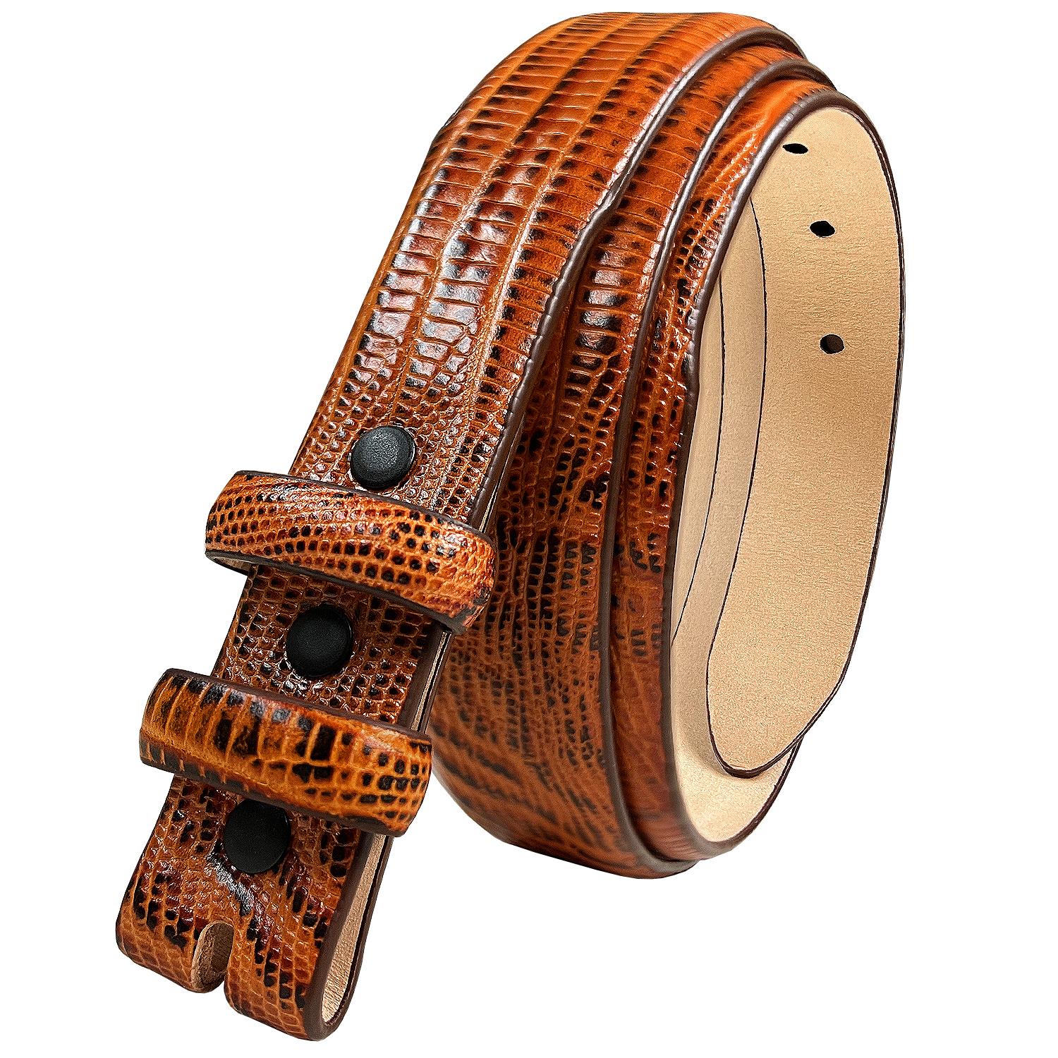 Genuine Full-Grain Cowhide Leather Dress Belt Strap with Snaps Fits 1" Buckle - Picture 17 of 19